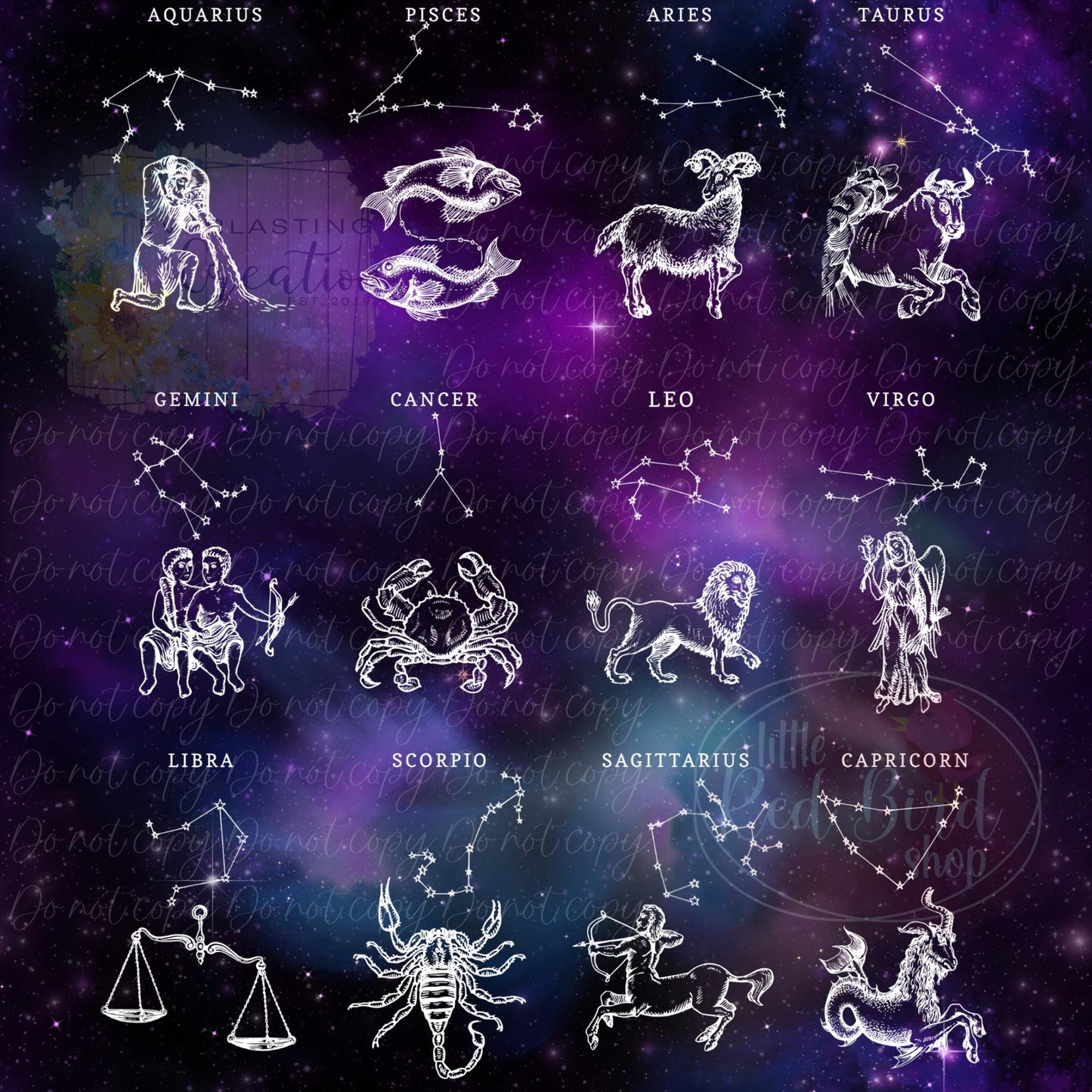 ***PREORDER*** Galaxy Zodiac Sign Bow & Scrunchies